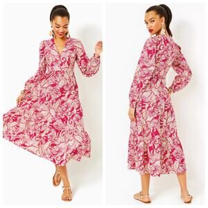 NEW Lilly Pulitzer Pink Floral Midi Dress